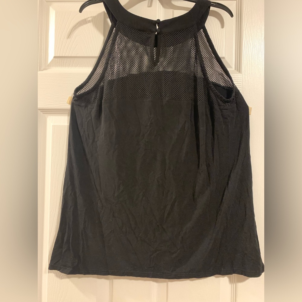 INC tank top shirt size 1x black mesh at the top
